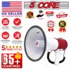 5 CORE Megaphone Bull Horn 50W Rechargeable Loud Siren Noise Maker Professional Speaker PA System w Recording USB for Coaches Sport Speeches Crowd Con