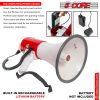 5 CORE Megaphone Bull Horn 50W Rechargeable Loud Siren Noise Maker Professional Speaker PA System w Recording USB for Coaches Sport Speeches Crowd Con