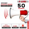 5 CORE Megaphone Bull Horn 50W Rechargeable Loud Siren Noise Maker Professional Speaker PA System w Recording USB for Coaches Sport Speeches Crowd Con