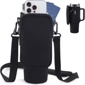 Slok Water Bottle Carrier Bag, Compatible With 40oz Tumbler With Handle, Modern Water Bottle Holder With Simple Adjustable Strap For Outdoor Walking H (Option: black-4)