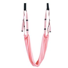 Adjustable Aerial Yoga Strap; Elastic Stretch Door Hanging Yoga Belts Hammock Swing Fitness Handstand Rope Training Device For Women (Color: Pink)