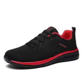 Outdoor Fitness Running Walking Trainers Men Casual Lightweight Lace-up Tenis Walking Sneakers Comfortable Breathable SportShoes (Color: Red, size: 45)