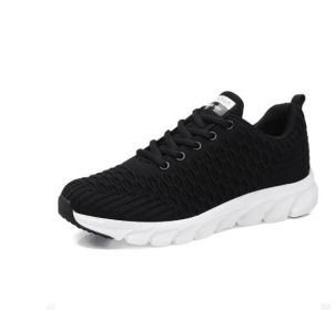 Lightweight Lace Up Sneakers Walking Tennis Shoes (Color: Black, size: 7.5)