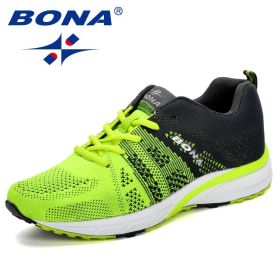 BONA New Running Shoes Women Jogging Sneakers Breathable Mesh Lace-Up Outdoor Training Fitness Sport Shoes Female (Color: F yellow dark grey, size: 7)