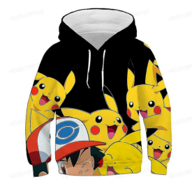 Sweatshirt 4-14t Children's Hoodie Anime Costume Picchu Hoodie Boys' And Girls' Sweatshirt Children's Sports Coat (Color: ADZ2DD2444, size: 150)