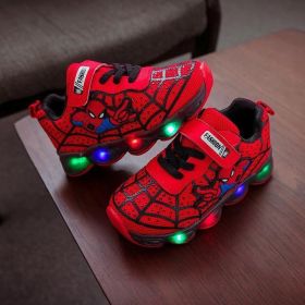 Kids Sports Shoes Spiderman Lighted Sneakers Children Led Luminous Shoes For Boys (Color: Black, size: 26)