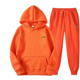 Men's Fashion Casual Tracksuit High Quality Men's Suit 2 Piece Hoodie Pullover Sports Clothes Sweatshirt Jogging Set Man (Color: Orange, size: XXXL(195cm 90kg))