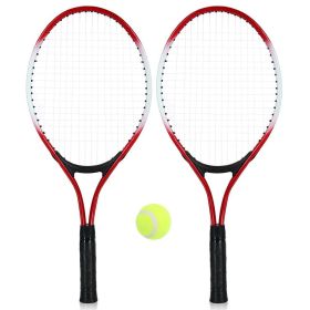 1pair Tennis Rackets With 1pc Tennis Ball & 1pc Bag; For Outdoor Sports; Tennis Playing; Friends And Family Entertainment (Color: Red)