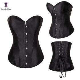 Sexy Women Steampunk Clothing Gothic Plus Size Corsets Lace Up Boned Overbust Bustier Waist Cincher Body Shaper Corselet S-6XL (Color: 818 black, size: M)