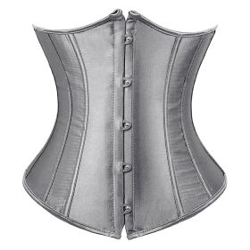 SEXY Gothic Underbust Corset and Waist cincher Bustiers Top Workout Shape Body Belt Plus size Lingerie S-6XL (Color: Gray, size: XL)