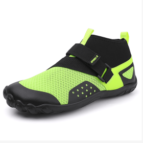 New middle help fitness sneakers outdoor beach swimming shoes couple leisure cycling shoes (Color: Black green, size: 36)