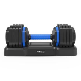 Adjustable Dumbbell - 55lb Single Dumbbell with Anti-Slip Handle, Fast Adjust Weight by Turning Handle with Tray, Exercise Fitness Dumbbell Suitable f (Color: Black)