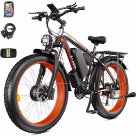 Electric Bike 2000W Dual Motor Fat Tire 26x4 Mountain Bike (Color: As Picture)