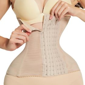 Waist trainer shaper corset slimming Belt underwear body shaper shapewear faja slimming belt tummy Sheath (Color: Beige, size: S)