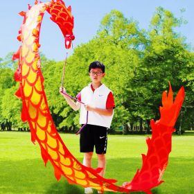 Lightweight Dragon Poi with 3D Dragon Head & Swing Rope Combo for Kids and Beginners, Flowy Dragon Ribbon Streamer Outdoor Fitness Golden Dragon Stage (Color: Golden Red, size: 9.8 FT)