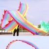 Lightweight Dragon Poi with 3D Dragon Head & Swing Rope Combo for Kids and Beginners, Flowy Dragon Ribbon Streamer Outdoor Fitness Golden Dragon Stage