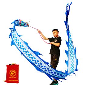 Lightweight Dragon Poi with 3D Dragon Head & Swing Rope Combo for Kids and Beginners, Flowy Dragon Ribbon Streamer Outdoor Fitness Golden Dragon Stage (Color: Celadon Blue Dragon, size: 9.8 FT)