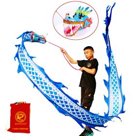 Lightweight Dragon Poi with 3D Dragon Head & Swing Rope Combo for Kids and Beginners, Flowy Dragon Ribbon Streamer Outdoor Fitness Golden Dragon Stage (Color: Celadon Blue Dragon, size: 16.4 FT)