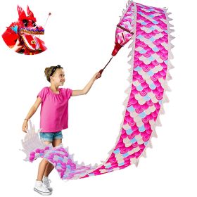 Lightweight Dragon Poi with 3D Dragon Head & Swing Rope Combo for Kids and Beginners, Flowy Dragon Ribbon Streamer Outdoor Fitness Golden Dragon Stage (Color: Pink Magic Cloud, size: 9.8 FT)