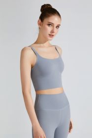 Scoop Neck Sports Bra (Color: Gray Dawn, size: XL)