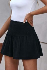 Smocked Waist Culotte Shorts (Color: Black, size: S)