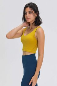 Scoop Back Sports Bra (Color: Yellow, size: 4)