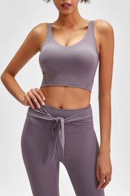 Scoop Back Sports Bra (Color: Lavender, size: 6)