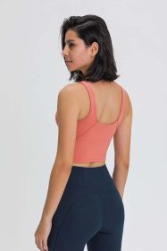 Scoop Back Sports Bra (Color: Coral, size: 4)