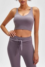 Scoop Back Sports Bra (Color: Lavender, size: 4)