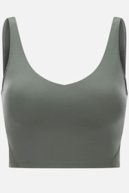 Scoop Back Sports Bra (Color: Olive, size: 12)