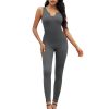 Women Yoga Rompers Workout Ribbed Sleeveless Sport Romper