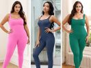 Women Yoga Romper Workout Ribbed Sleeveless Sport Stretch Jumpsuit Playsuit