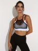 Faux Two Pieces Contrast Mesh Sports Bra, High Stretch Sleeveless Push Up Sexy Yoga Cropped Tank Top, Women's Activewear