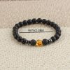 Black Frosted Stone Stretch Beaded Bracelets Gifts For Women Men Silver Plated Energy Healing Yoga Meditation Bangle Jewelry