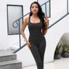 Women Yoga Romper Workout Ribbed Sleeveless Sport Stretch Jumpsuit Playsuit