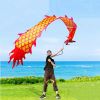 Lightweight Dragon Poi with 3D Dragon Head & Swing Rope Combo for Kids and Beginners, Flowy Dragon Ribbon Streamer Outdoor Fitness Golden Dragon Stage