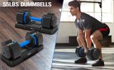 Adjustable Dumbbell - 55lb Single Dumbbell with Anti-Slip Handle, Fast Adjust Weight by Turning Handle with Tray, Exercise Fitness Dumbbell Suitable f